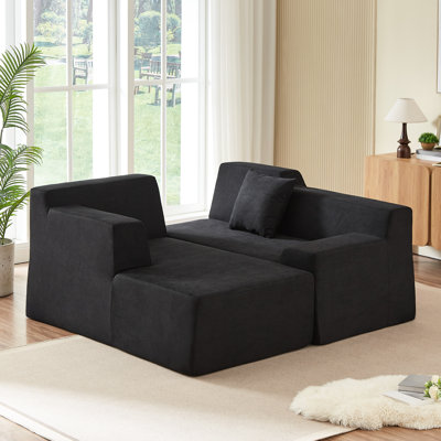Modern High Back Corduroy Sofas, Spacious L-shaped Design For Home