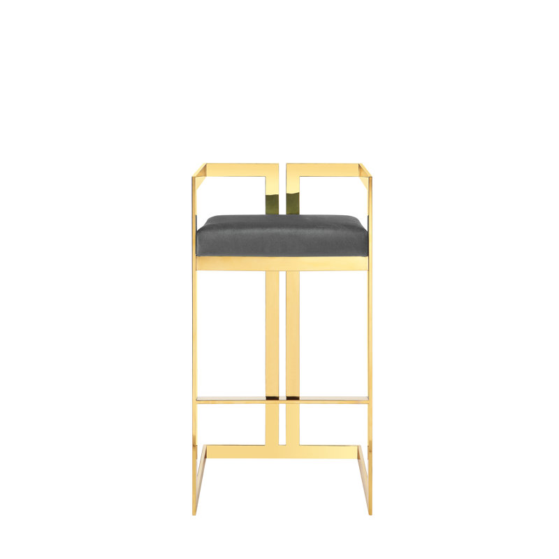     Tabouret de bar moderne Pangea Home, Gris, Doré, Tabouret de bar (siège d'une hauteur de 29,5 po)