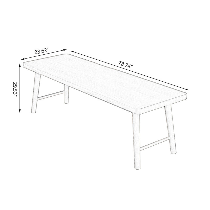 Bureaux rectangulaires en bois massif Burlywood, H 29,53 po x l 78,74 po x P 23,62 po