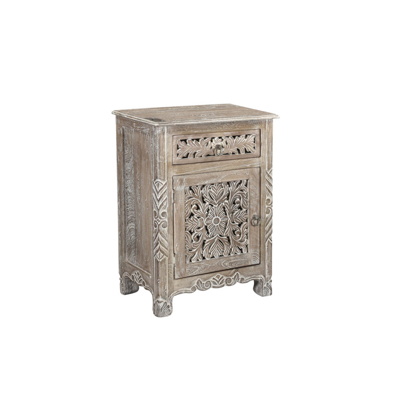 Harleen 22'' W Solid Wood Nightstand, Left, Limestone Beige