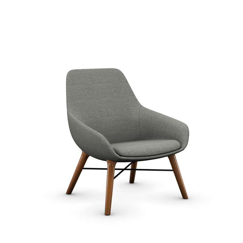 Fauteuil rembourré Lilly de 9 à 5 places Lilly, Revêtement en mélange de polyester gris, Noyer