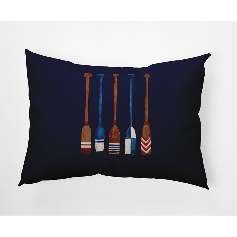 Oar Reversible Throw Pillow, Navy