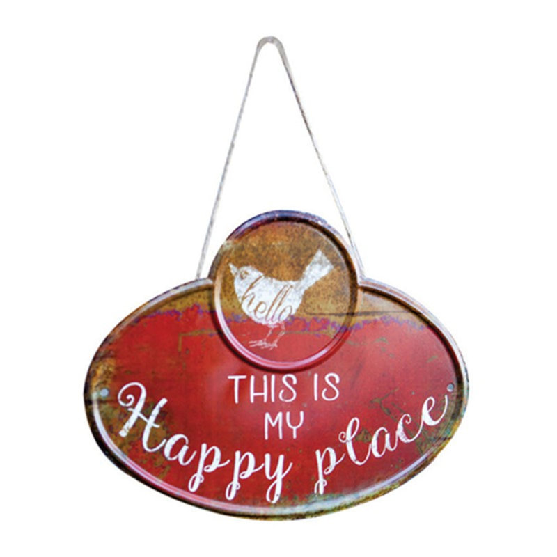 Ensemble de 2 panneaux muraux manuels en bois My Happy Place Bird, H 1,2 po