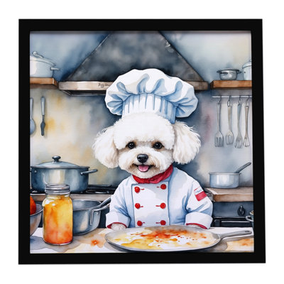 Bichon Frise The Chef Framed Metal Print