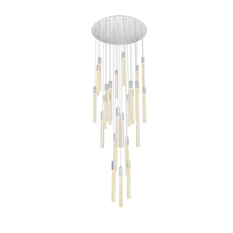 Luminaire suspendu rectangulaire à 25 lumières Aliha, Chrome