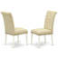 L'ensemble de 3 tables de salle à manger modernes comprend une table de cuisine ronde et 2 chaises de salle à manger Parson en tissu beige clair, 42 x 42 pouces, blanc lin-1203863629-1203863628