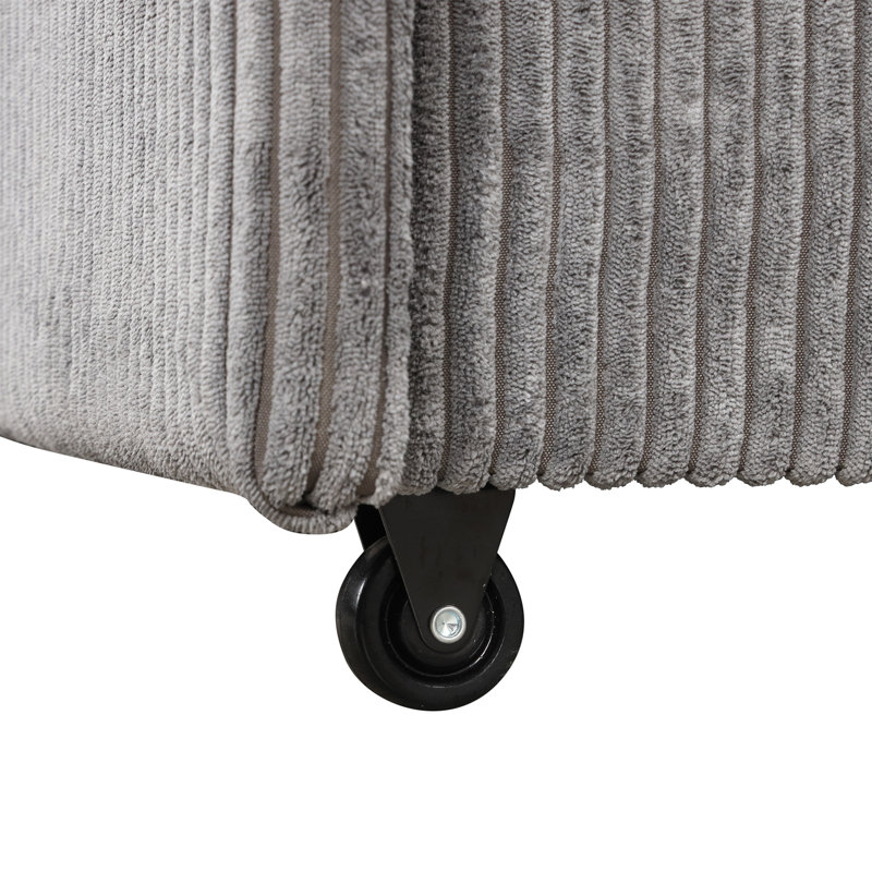 Canapé à accoudoirs carrés 96,1 po Kat, Mélange de polyester gris