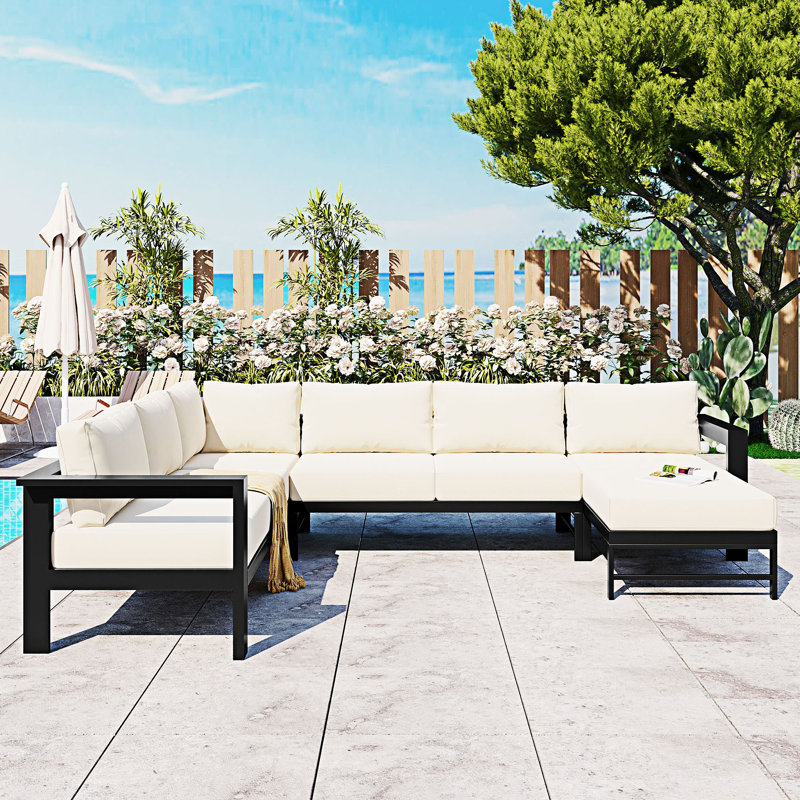 U-shaped Multi-person Outdoor Sofa Set, White