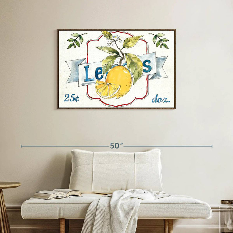 Plaque murale Fruit Stand II, 37 po x 25 po, Cadre flottant noyer