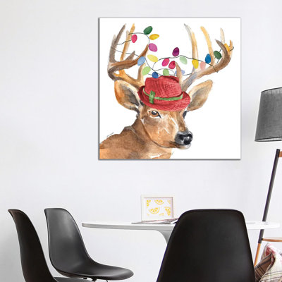 Christmas Light Reindeer Hat by Lanie Loreth - Wrapped Canvas Print