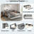 Upholstered Daybed With Storage Shelves, Desk, Charging Station And Trundle-1540236977