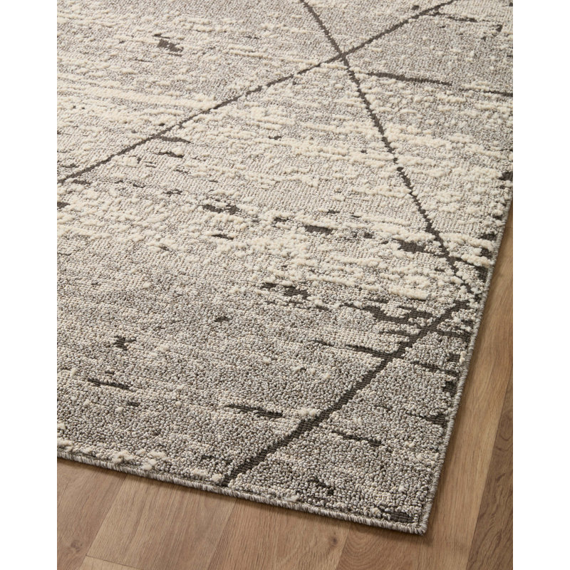 Moroccan Machine Made Power Loom Polyester Area Rug in Gray/Charcoal, Rectangle 9'2" x 13'