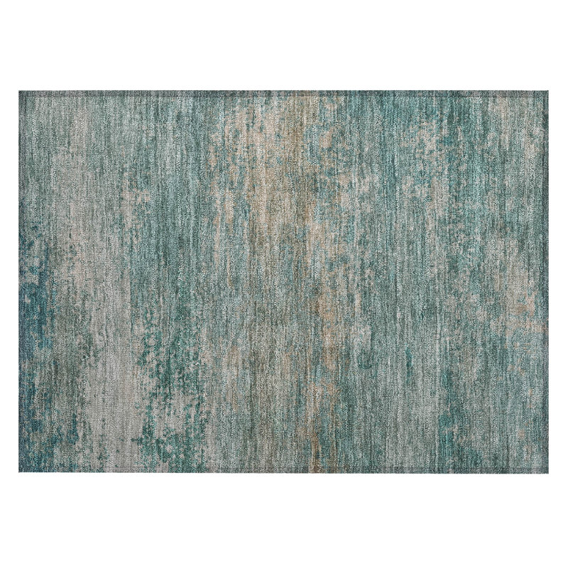 Machine Washable Indoor/Outdoor Xhevrie Aqua Rug, Rectangle 1'8" x 2'6"