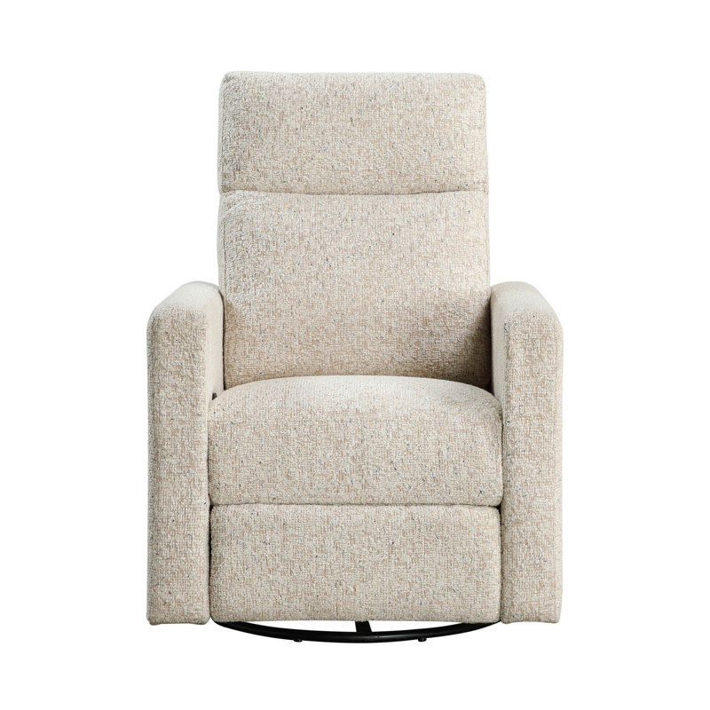 Contemporary Swivel Recliner Chair Comfort Gliding Motion Living Room Furniture 1Pc Luxurious Quartz Chenille Fabric Upholstery