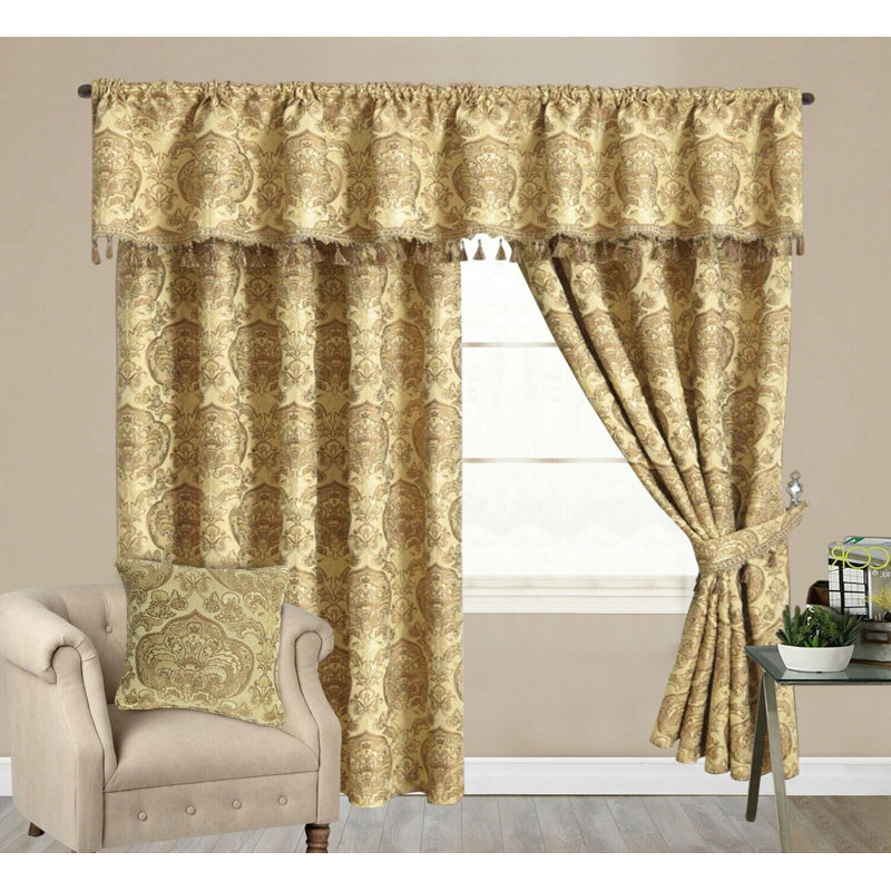 Mckellar Chenille Blackout Curtain Pair, 116 W x 137 D cm, Gold