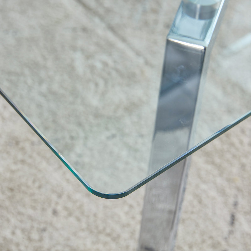 Table de salle à manger en verre moderne minimaliste pour 4 à 6 personnes avec plateau en verre trempé de 0,31 po et pieds en métal plaqué