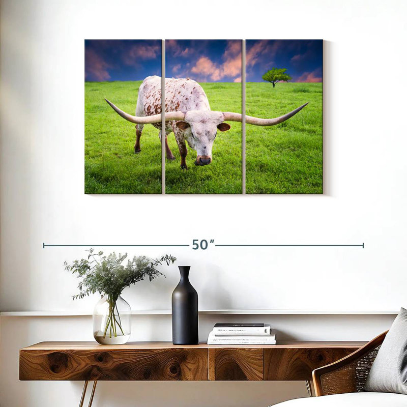 Brampt White Longhorn, 24" H x 38" W