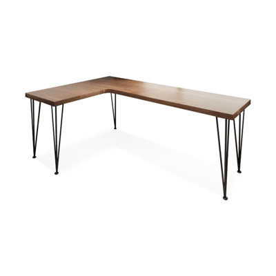 Brown L-Shaped Solid Wood Desks