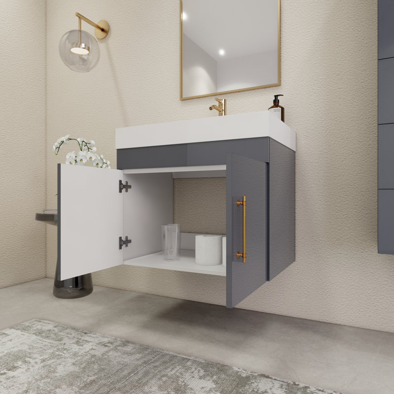 Ensemble de meuble-lavabo simple 29,5 po, Gris lustré
