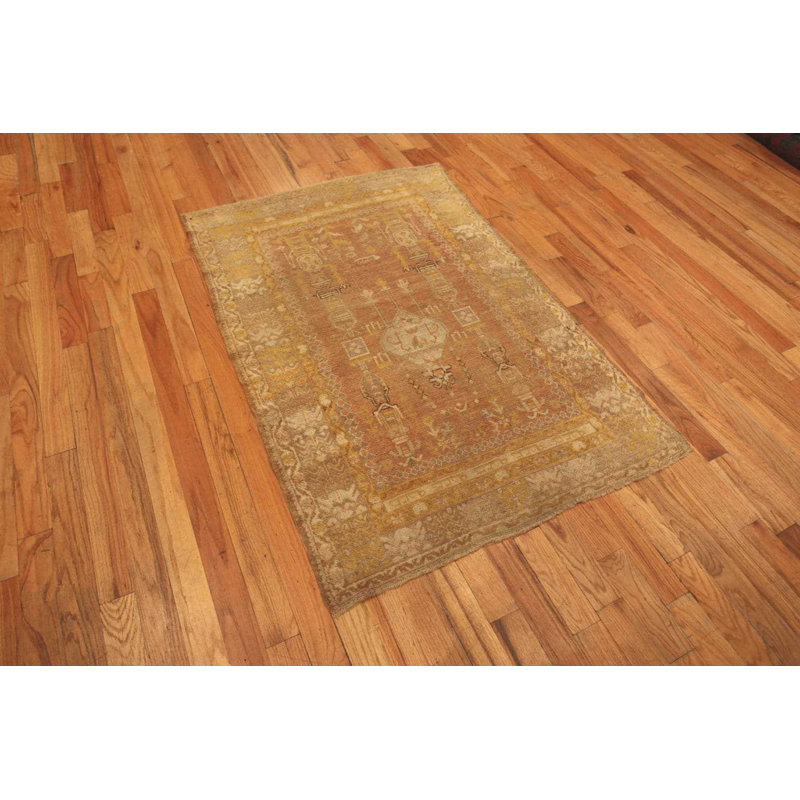 One-of-a-Kind Rectangle 3'10" x 5'9" 1920s Rectangle Wool Area Rug