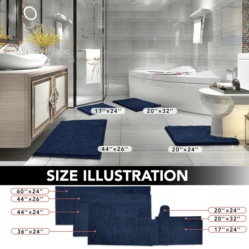 Tapis pour salle de bain Porreca, Bleu marine