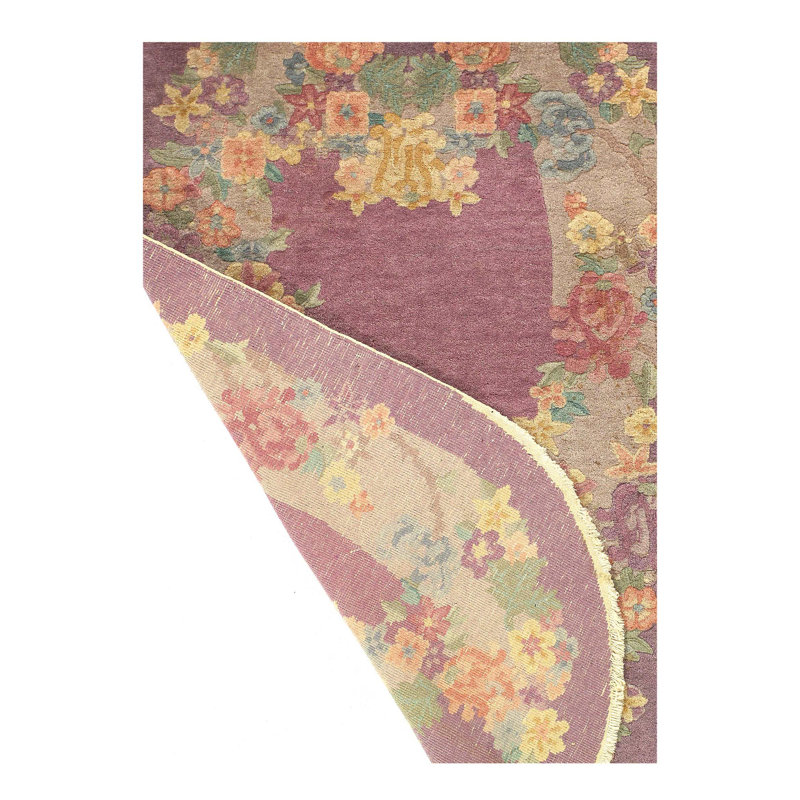 Isabelline Meydan Floral Handmade Oval 3' x 5' Wool Area Rug in Purple ...