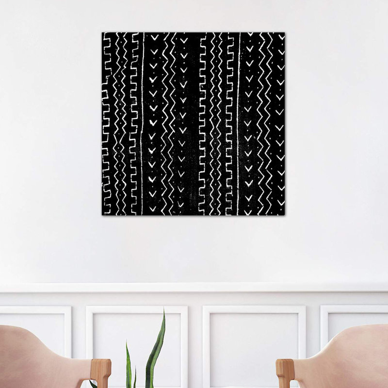Mudcloth Black Geometric Design VI by Ellie Roberts - Print on Canvas, Wrapped Canvas, 66.04 cm H x 66.04 cm W x 1.91 cm D