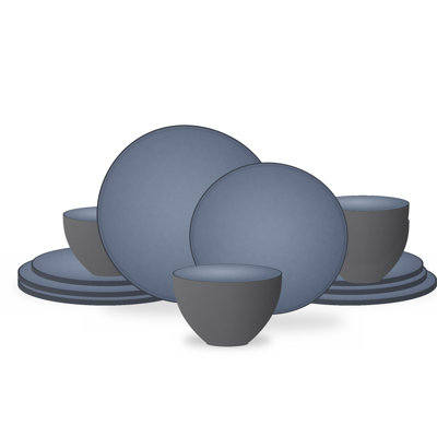 Gibson Elite Plates and Bowls Set, 12 Piece Dinnerware Dishes for 4
