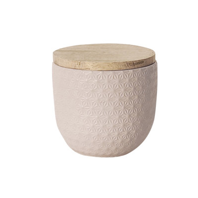 Porte-bougie à texture florale blanc avec couvercle et bougie en soja 5,2 po.