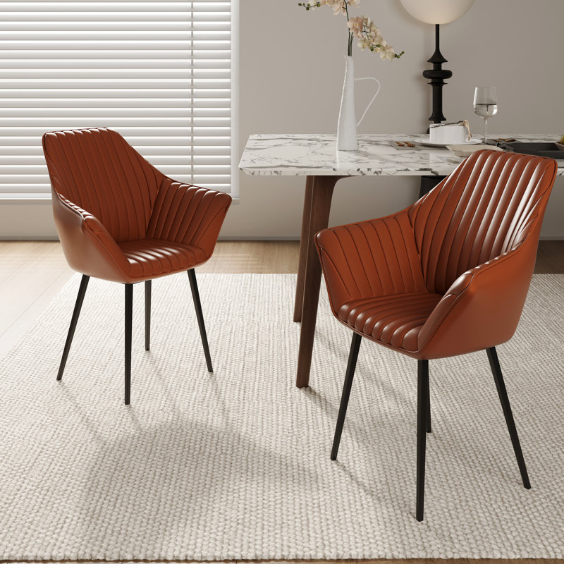 Sanira Upholstered Dining Chairs, Orange