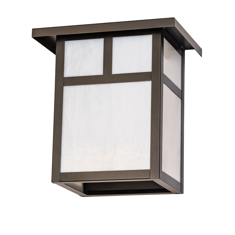 1 - Light Flush Mounted Sconce, White, Craftsman Brown