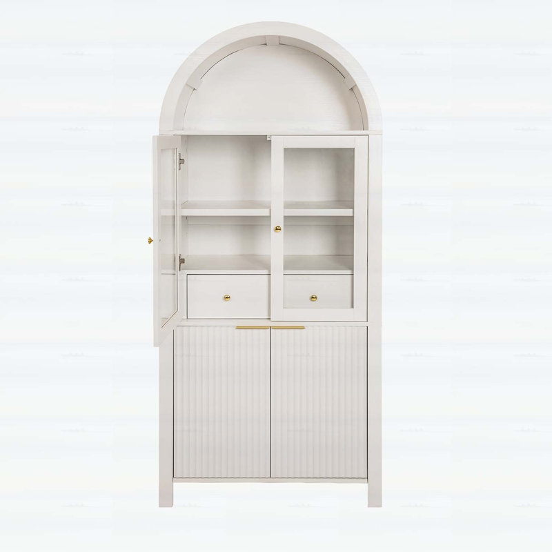 Grand garde-manger arqué avec tablettes réglables, Blanc