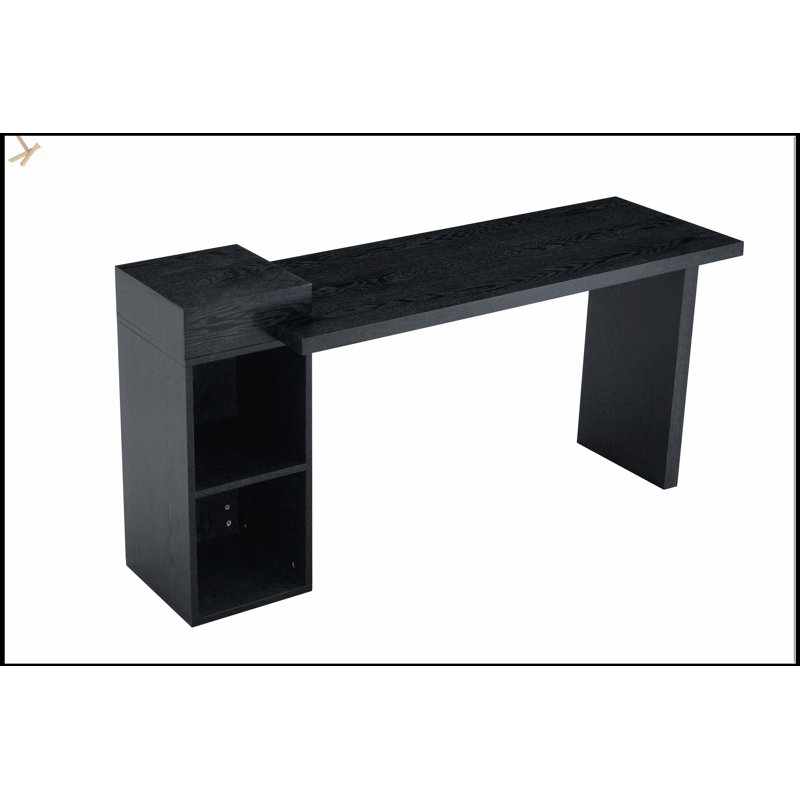Table d'appoint moderne à grain de bois moderne - panneau d'entrée en panneau de fibres à densité moyenne avec tablettes de rangement ouvertes à 2 niveaux pour le salon, le couloir et la chambre à coucher