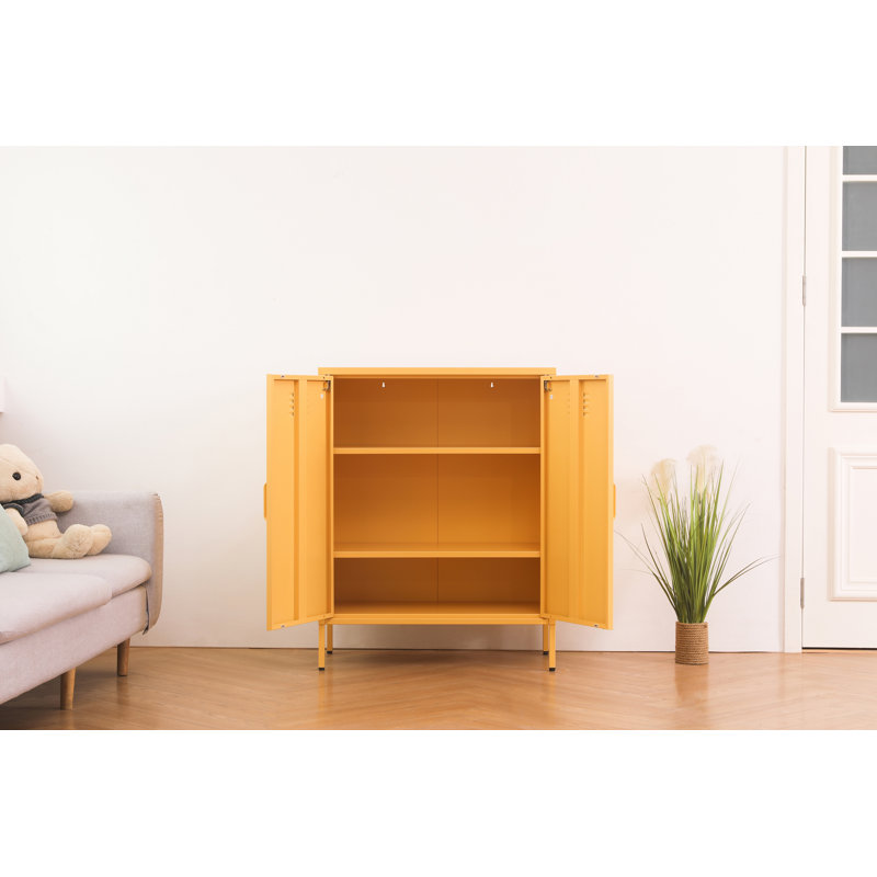 Armoire de rangement multifonctionnelle en métal, 39.96" H x 31.5" W x 15.75" D, Yellow