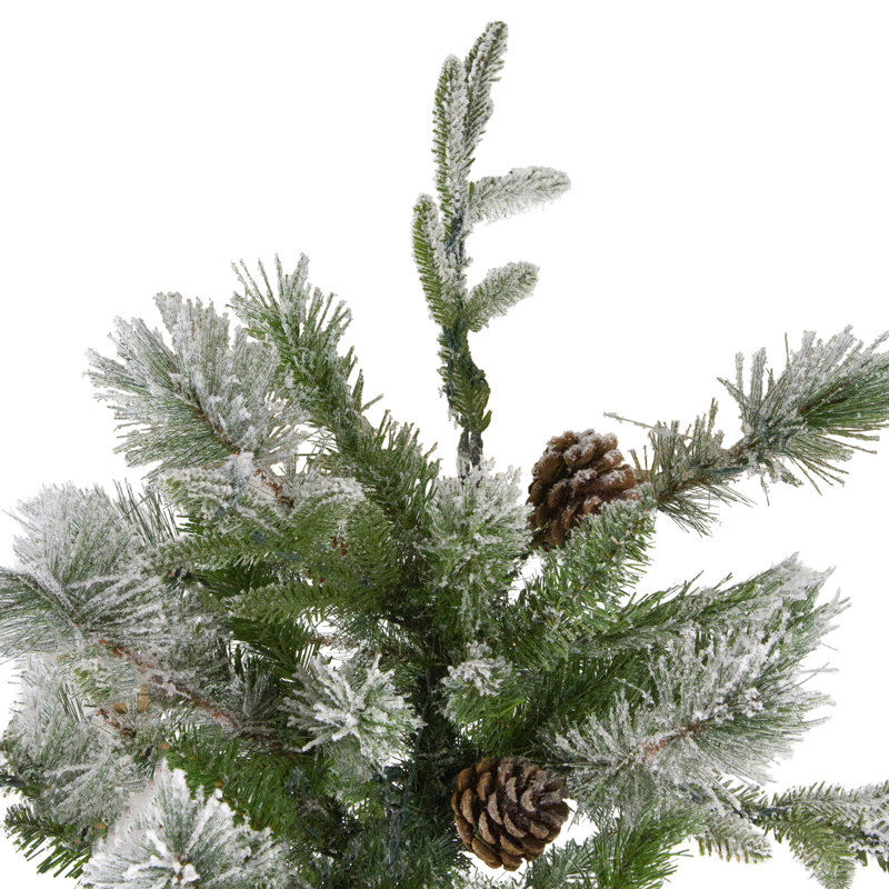 6.5' Pre-Lit Led Flocked Mixed Colorado Pine Artificial Christmas Tree - Clear Lights, 7.5' H, Not Pre-Lit