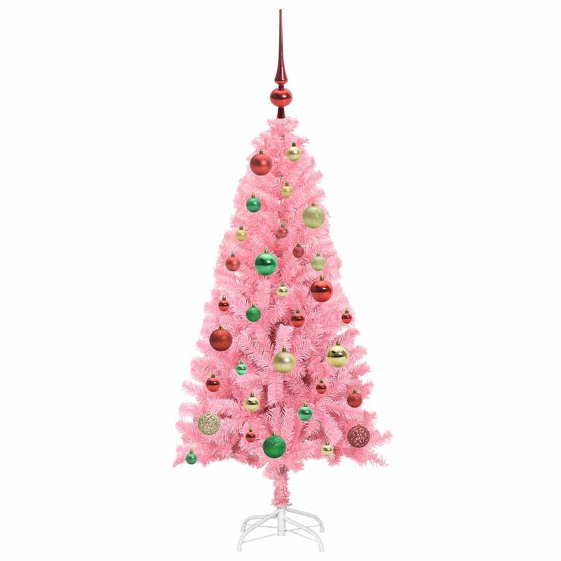 Christmas Tree with 150 LEDs with Stand PVC, 3.94' H, Red/Green/Gold