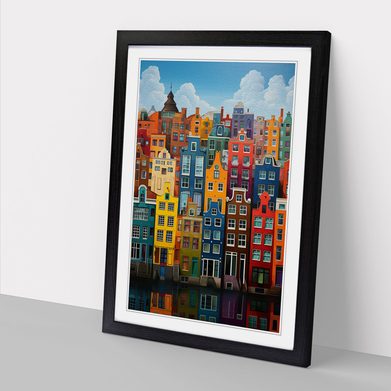Amsterdam Colour Field Framed Print, Black , 46cm H x 34cm W x 2cm D