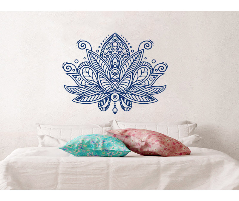 Décalcomanie murale fleur mandala lotus Estrella, Bleu marine