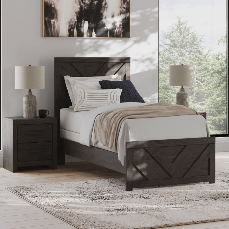 Haley Twin Panel Bed, Gray, Twin