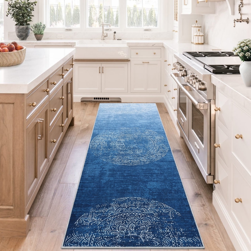 Ombre Abstract Runner Rugs 2x6 Machine Washable Area Rugs Ultra-Thin Non-Slip Stain Resistant Indoor Carpet for Hallway Entryway Kitchen Laundry
