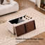 Repose-pieds rectangulaire avec rangement de 35 po avec plateau, table basse avec rangement, grand tabouret rembourré avec plateau amovible pour le salon-1772067768-1772067775