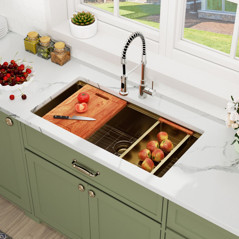 Évier de cuisine encastrable en acier inoxydable calibre 16 de 36 po x l 19 po avec crépine et grille en acier inoxydable