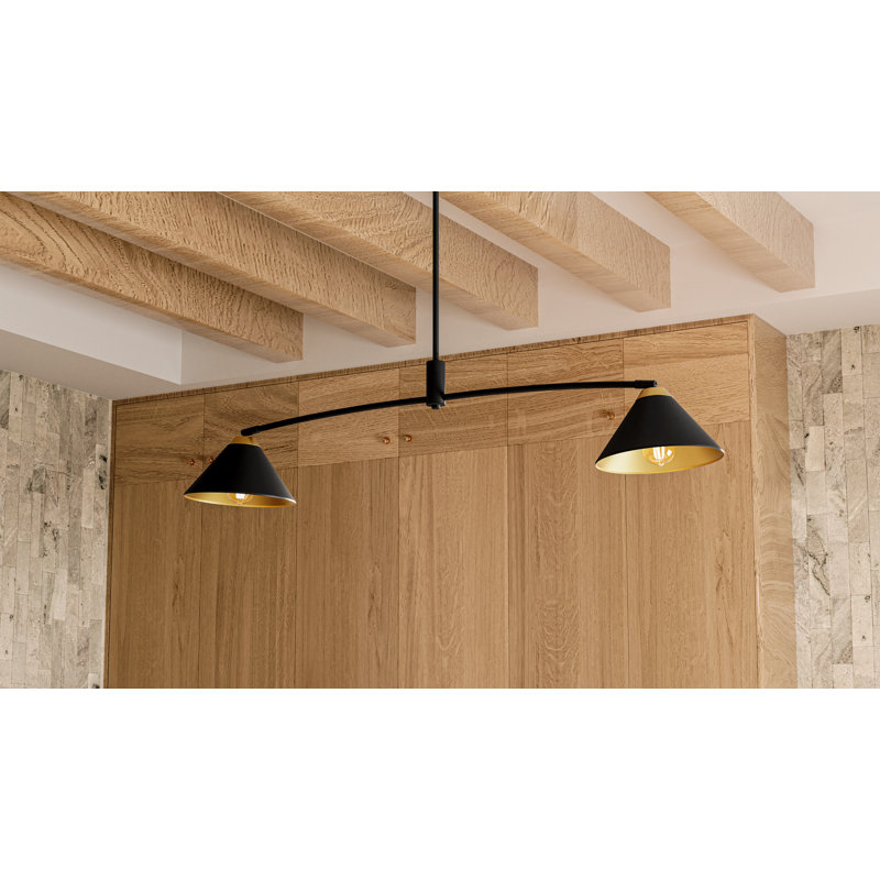 Lustre linéaire noir mat 2 lumières Alscott