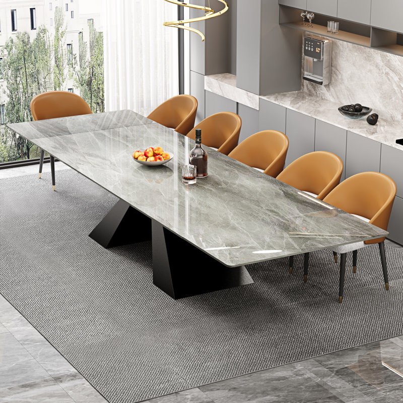 Joceline 78.74'' to 110.23” Extendable Rectangular Sintered Stone Dining Table For 10-12, Italian Gray