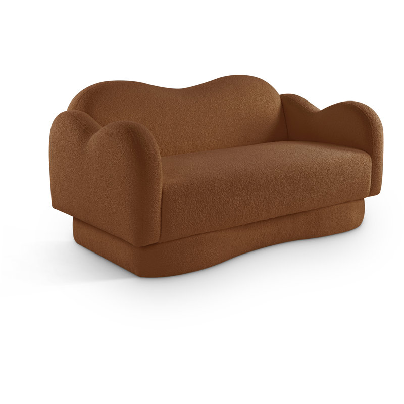 Causeuse Redwan, Tissu en peluche en peau de mouton selle