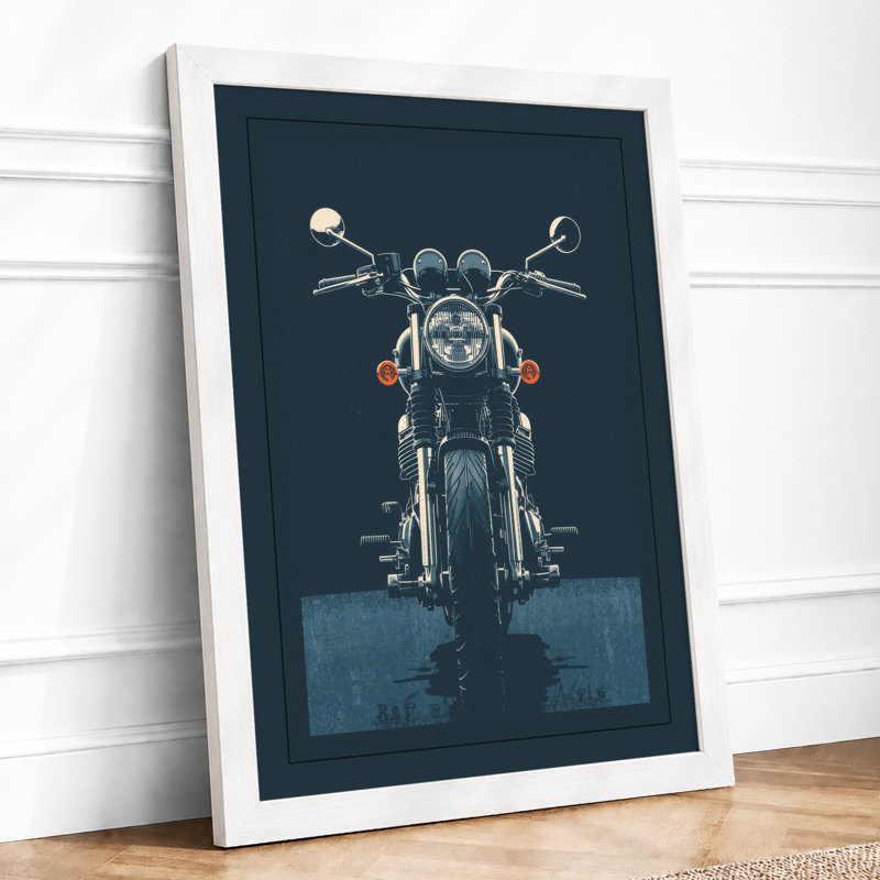 Motorcycle Head-On Modern - Print, A2 - 59.4 x 42.0 cm, White