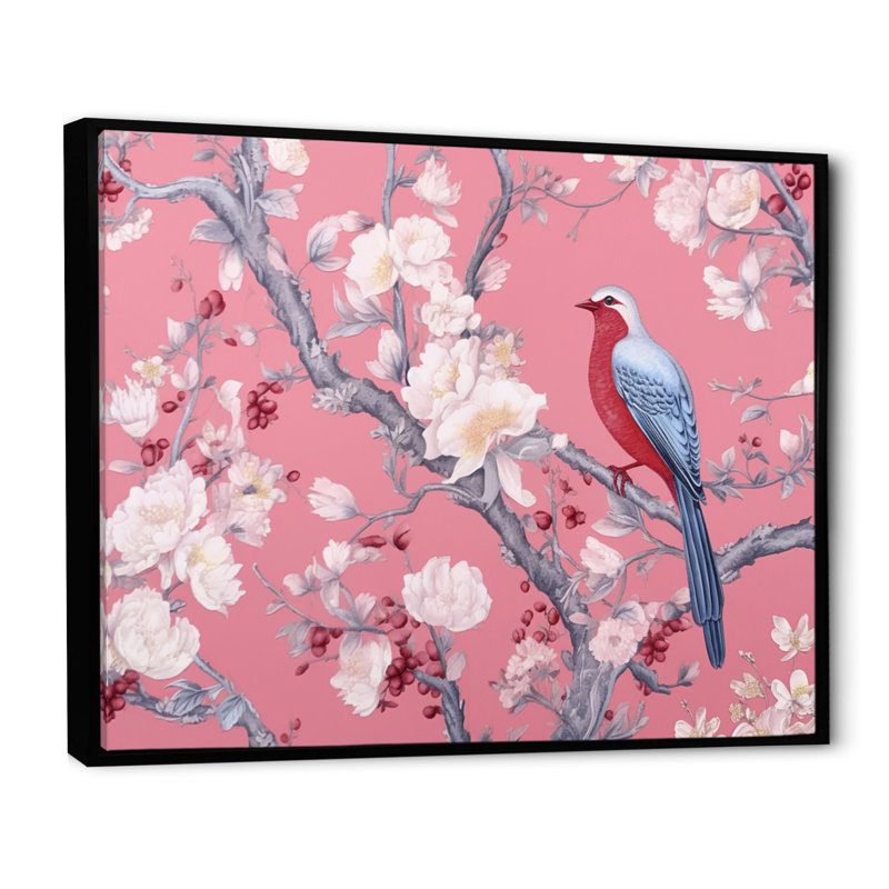 «Cherry Blossum Flower Whispers II», reproduction sur toile, Cadre flottant noir, H 12 po x l 20 po x P 1 po