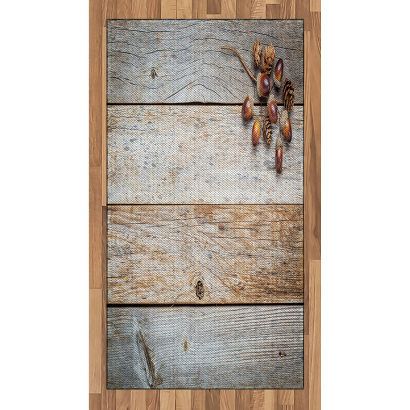 Wooden High Density Long Fiber Poly Threads Decorative Area Rug Carpet, Rectangle 2'7" x 5'