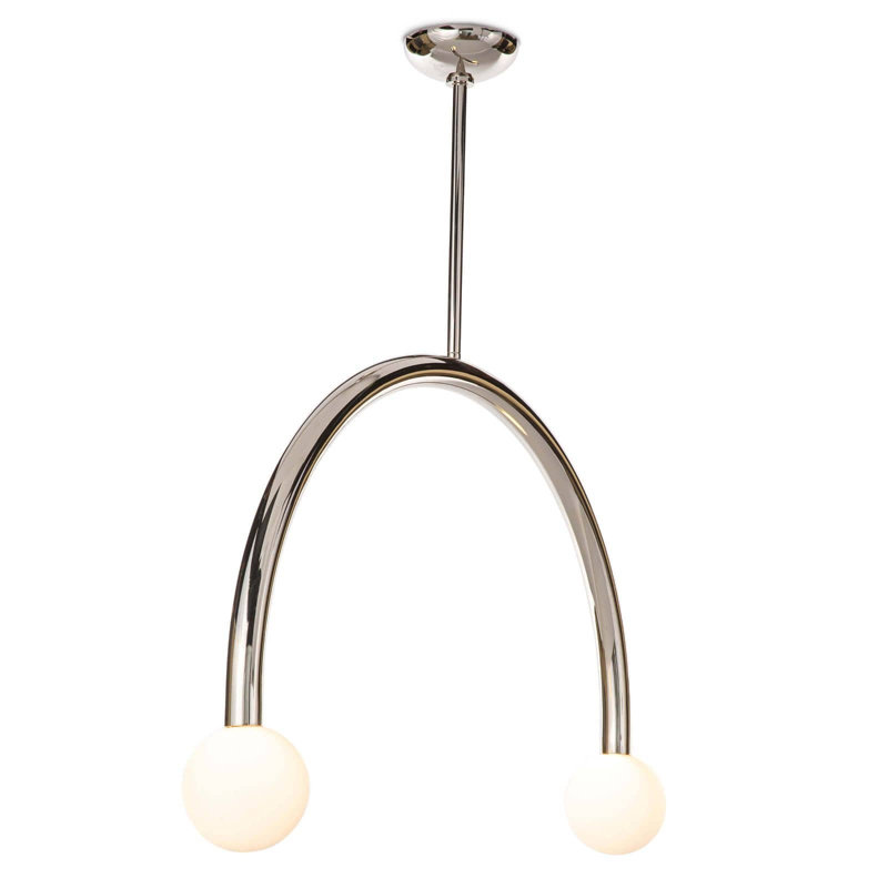 Luminaire suspendu Happy, Nickel poli, H 21,25 po x l 33,5 po x P 5 po