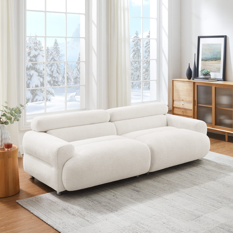 Canapé rembourré 89,37 po Boucle, Blanc